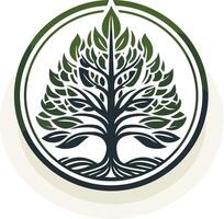 A minimalist, elegant logo featuring a stylized tree with roots and leaves, symbolizing growth, strength, and nature vector