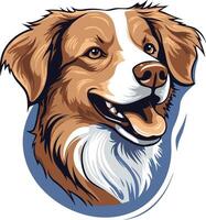 A friendly, cartoon-style illustration of a brown and white dog with a happy expression vector