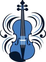 A stylized blue violin with swirling patterns, perfect for music schools, orchestras, or any project needing a classical touch vector