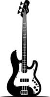Simple black and white silhouette of a bass guitar vector