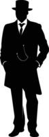 Silhouette of a gentleman in a top hat and suit vector
