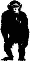 A striking silhouette of a chimpanzee, capturing its powerful presence vector
