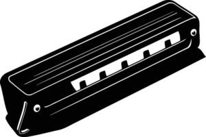A simple, black and white illustration of a harmonica, perfect for music-related designs, websites, or mobile apps vector