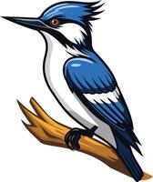 Blue Bird Perched on Branch vector