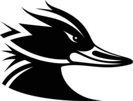 Bold black and white silhouette of a duck head with a fierce expression vector