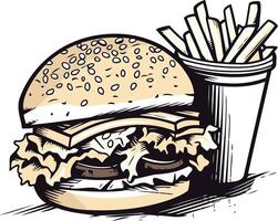 Burger with a Side of Fries vector
