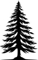 Simple yet elegant black and white silhouette of a pine tree vector