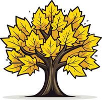 Autumnal Tree with Yellow Leaves vector