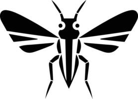 Geometric black and white silhouette of a bug with large wings vector