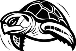 Powerful and striking black and white illustration of a sea turtle vector