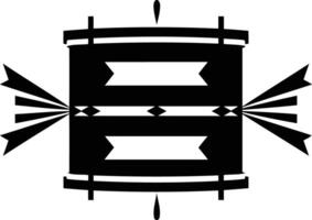 A simple yet stylish black and white illustration of a drum with a geometric design vector