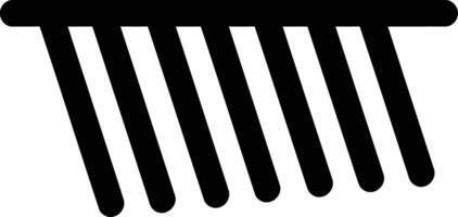 Simple, bold black icon of a comb with nine teeth vector