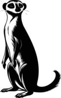 A striking silhouette of a meerkat standing tall, perfect for adding a touch of wildlife to your design projects vector