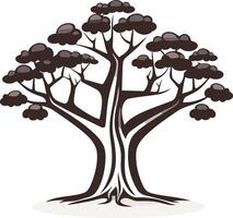 Silhouette of a Large Tree with Spreading Branches vector
