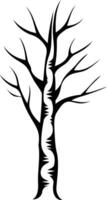 Simple yet striking black and white illustration of a bare tree silhouette, perfect for nature-themed designs vector