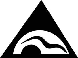 Abstract black and white logo design featuring a triangle with a wavy line inside vector