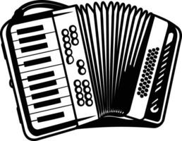 Black and white illustration of an accordion, perfect for music-related projects, websites, or designs vector