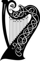 Celtic harp with intricate design, perfect for irish and celtic themed projects vector