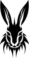 A striking black and white tribal tattoo design of a rabbit's head, perfect for adding a bold and unique touch to your next project vector