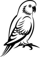 A simple, elegant black and white illustration of a parrot, perfect for branding, tattoos, or design projects vector