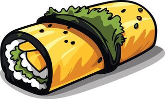 Cartoon Sushi Roll with Yellow Outer Layer vector