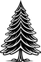 Black and white illustration of a simple evergreen tree, perfect for nature-themed designs, logos, and branding vector
