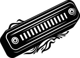 Black and white illustration of a harmonica, perfect for music, design, and vintage projects vector