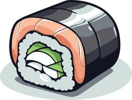Cartoon Sushi Roll with Salmon and Avocado vector