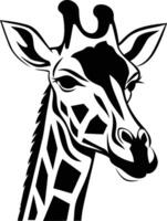 A striking black and white silhouette of a giraffe's head, perfect for creating logos, branding, or illustrations for african-themed projects vector