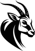 A bold and stylized black and white illustration of an antelope's head, perfect for adding a touch of wildlife to your designs vector