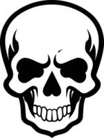 A bold, black and white illustration of a skull with sharp teeth and menacing eyes vector