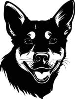 A striking silhouette of a dog's head, capturing its friendly, happy expression vector