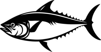 A bold, black silhouette of a tuna fish, perfect for adding a touch of the ocean to your design projects vector