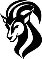 Stylized black and white silhouette of a ram's head, perfect for logos, branding, and graphic design projects vector