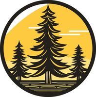 Three Pine Trees in a Circular Logo vector