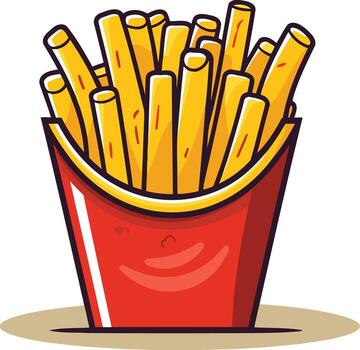 dibujos animados ilustración de francés papas fritas en un rojo envase vector