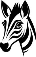 Black and white illustration of a zebra head, perfect for logos, branding, and design projects vector