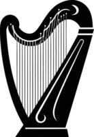 A simple yet elegant silhouette of a harp, perfect for design projects related to music, culture, and art vector