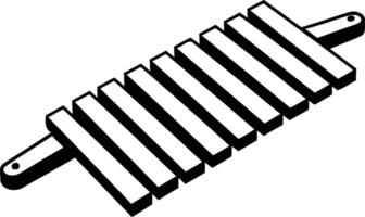 A simple, line drawn illustration of a xylophone, perfect for use in educational materials, music related designs, and more vector