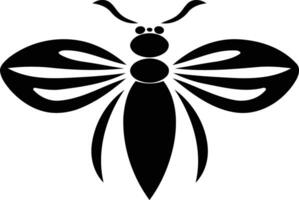 Simple black and white silhouette of a bee, perfect for tattoo designs, nature-themed branding, or insect-related illustrations vector