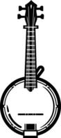 A simple yet striking black and white silhouette of a banjo, perfect for adding a touch of americana or musical flair to your designs vector