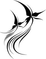 Elegant black and white tattoo design featuring two stylized butterflies intertwined in a flowing pattern, perfect for body art or design inspiration vector