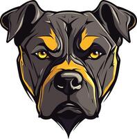 Close-Up Portrait of a Fierce Pit Bull vector