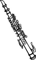 A simple line drawing of a clarinet, perfect for music-themed projects, designs, or illustrations vector