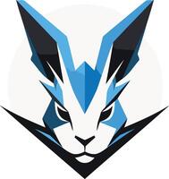 Stylized Rabbit Logo with Blue and Black Accents vector