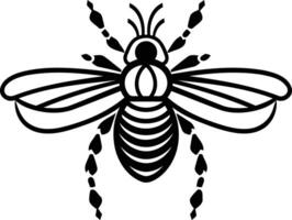 Simple line art illustration of a bee, perfect for tattoos, branding, and design projects vector