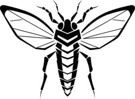 Stylized black and white insect illustration perfect for tattoo designs, clothing prints, and graphic design projects vector