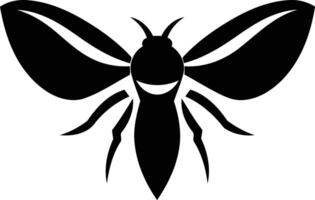 A bold and striking silhouette of a bee, perfect for branding, logos, or any design requiring a strong and impactful insect symbol vector