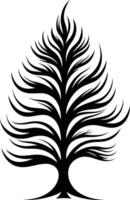 Stylized black and white illustration of a tree, perfect for branding, logo design, or adding a natural element to your projects vector
