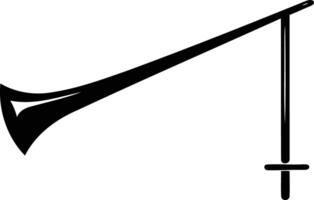 Simple black and white silhouette of a trumpet, perfect for music-related designs, websites, or branding vector